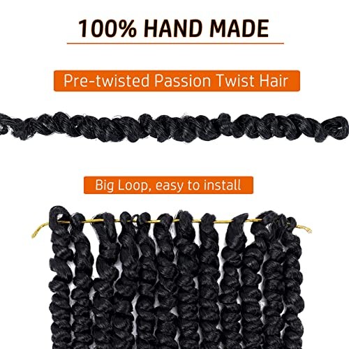 Passion Twist Hair 10 Inch 10 Inch(Pack of 8) Pre-twisted passion twist hair-1B