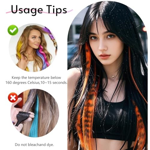 10pcs/pack Scene Hair Extensions Synthetic Clip in Leopard print Multicolor