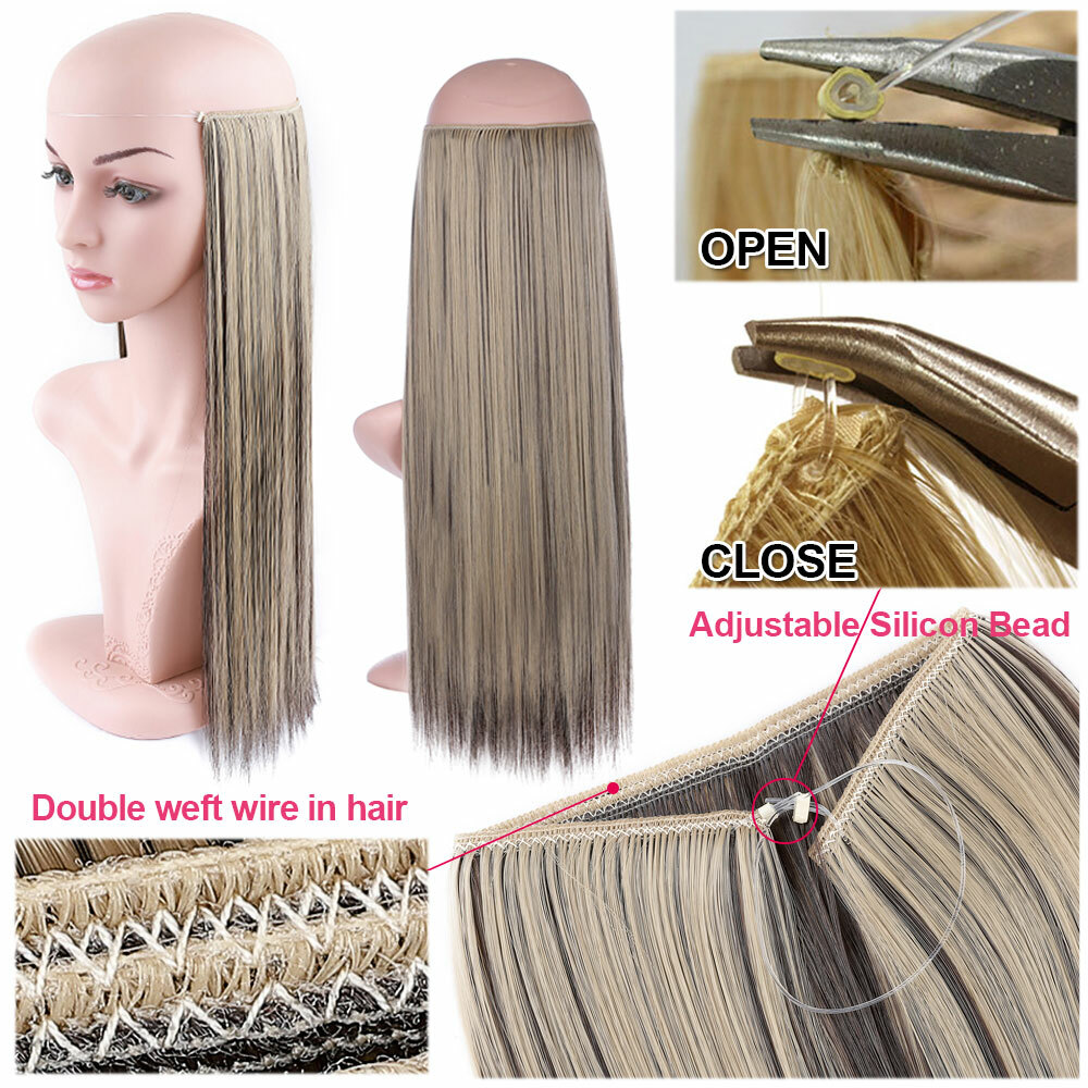 Hidden Hair Secret Wire In As Human Hair Extensions Straight Curly 1PCS US SALE