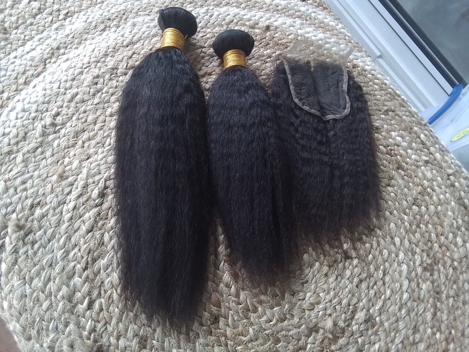 12A 14+16&12INCH 4×4 CLOSURE BRAZILIAN VIRGIN HUMAN HAIR KINKY STRAIGHT 250g 1B#
