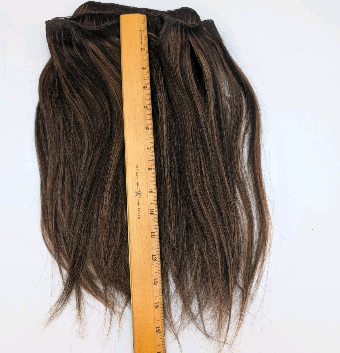 Hair Extensions 15″ Long With Clip Kit Included Brown W Gold Highlights