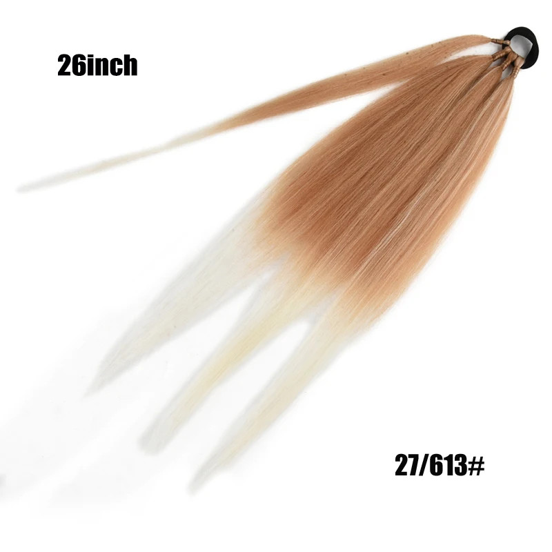 26 Inch Ombre Black Brown Grey Synthetic Boxing Braids Ponytail Extensions Wrap