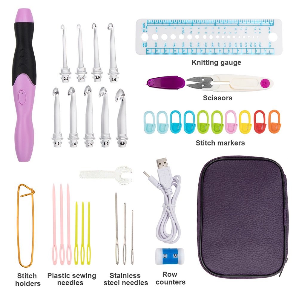 Vidillo Crochet Hooks 2.5,3.0,3.5,4.0,4.5,5.0,5.5,6.0,6.5 millimeters, Purple