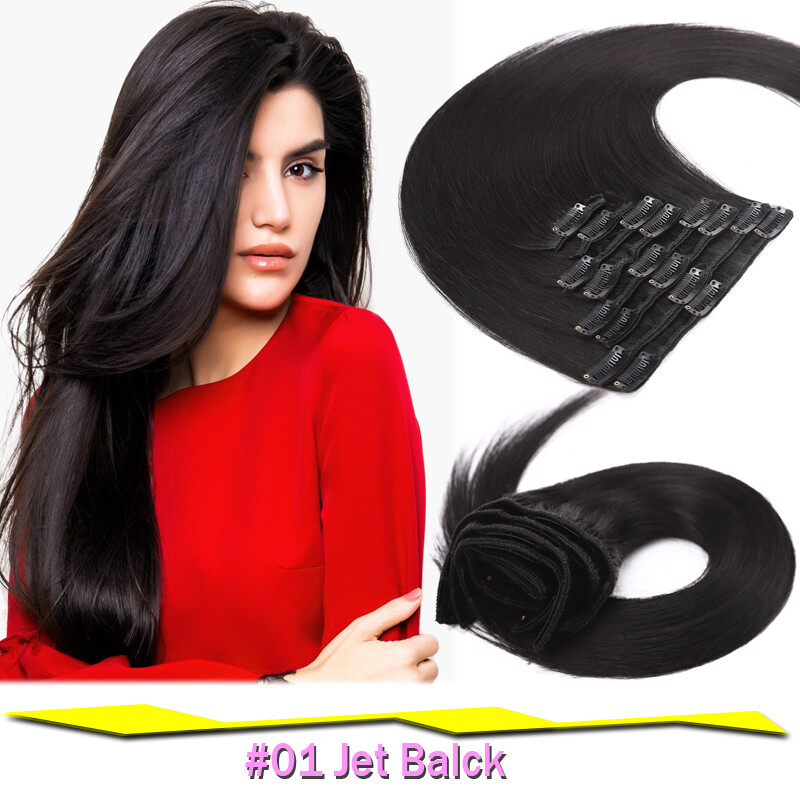 New 8pcs Up To 28inch Remy Clip In Human Hair Extensions 80g 120g Hair Highlight