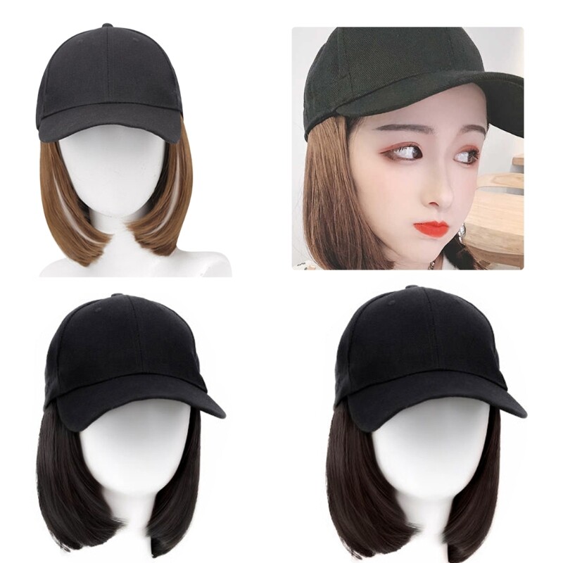 Cancers Patients Baseball Hat with Long Hair Wigs Synthetic Hat for Women Casual