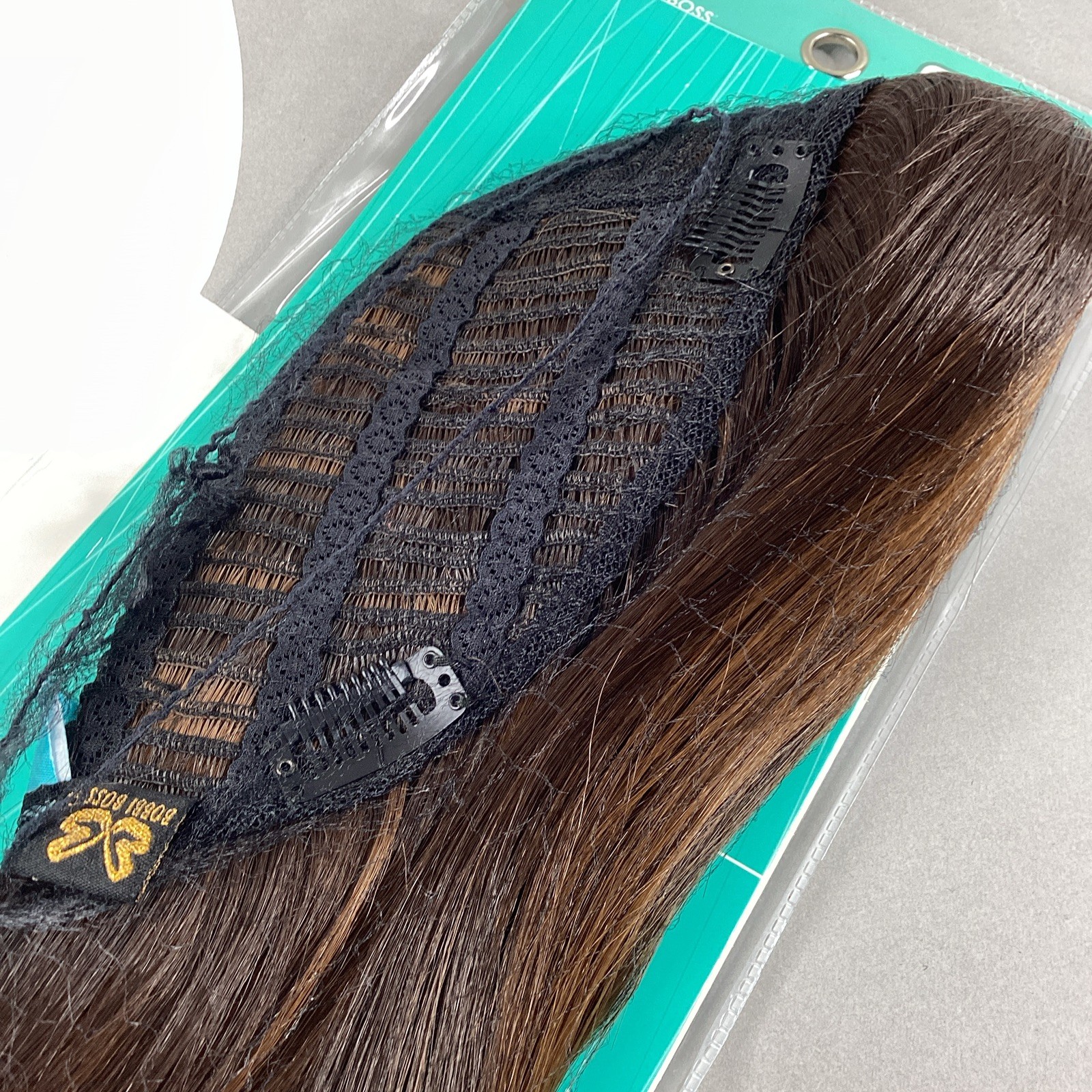 Hair Topper #F4/30 Brown 14” Straight Clip-In Crown Piece Weavelet Synthetic