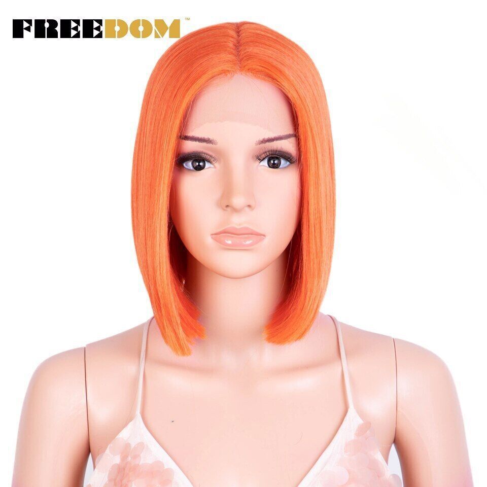 Straight Synthetic Lace Wig Short Ombre Bob Wig Purple Red Pink Fashion Wig