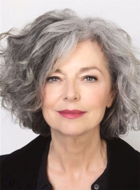 And Pepper Hair Medium Length Wave Synthetic Wigs 12 In