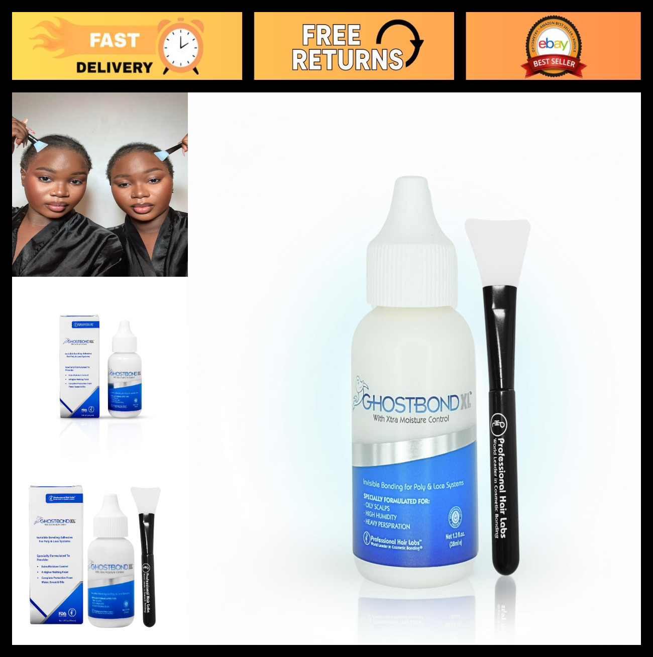 Invisible Lace Wig Glue – XL 1.3oz Hair Replacement Adhesive & Silicone Applicat