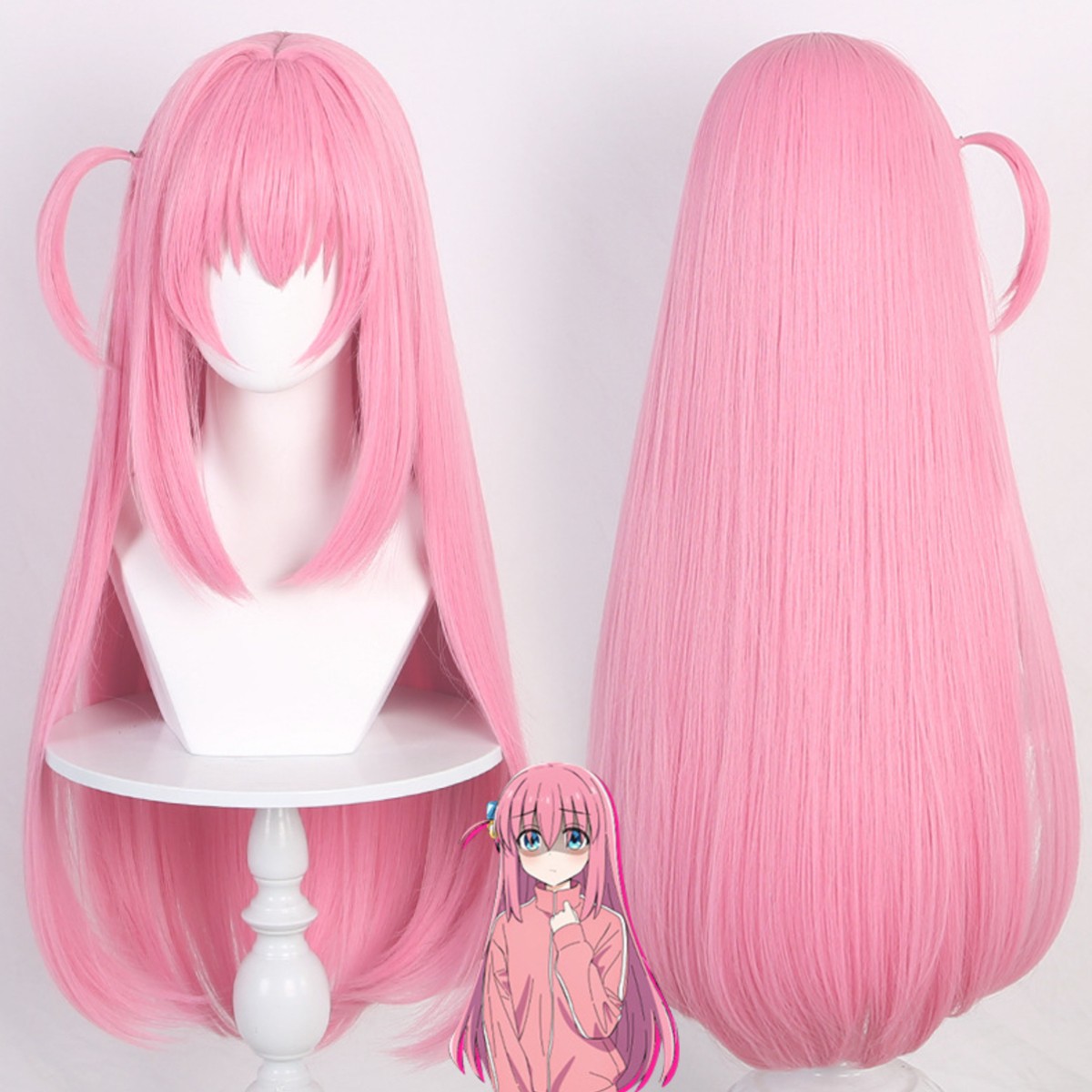 Bocchi the Rock! Gotoh Hitori Long Straight Pink Wig Heat Resistant Synthetic