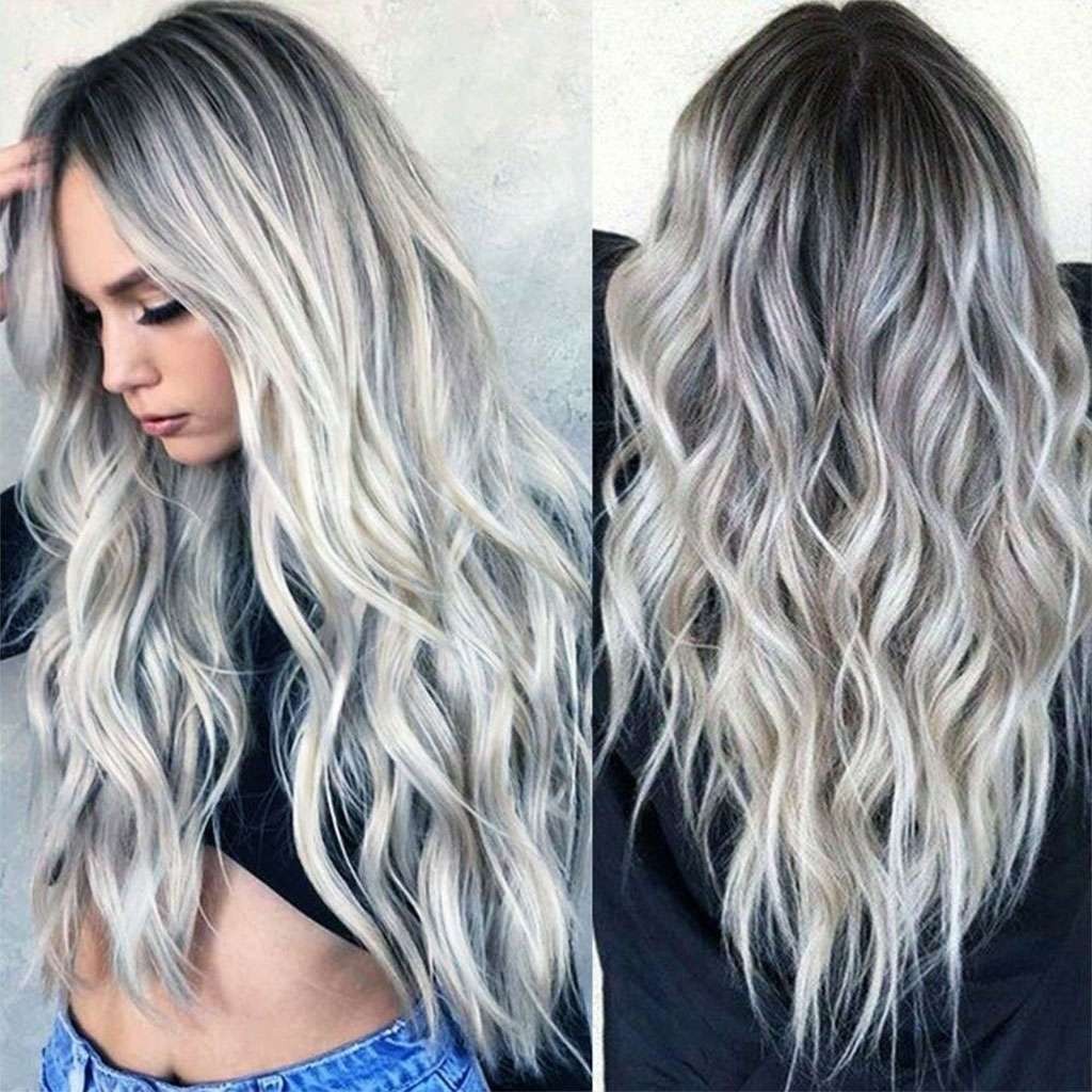 Faux Long Wavy Curly Glueless Wigs Women Ombre Human Hair Front Charm Wigs US