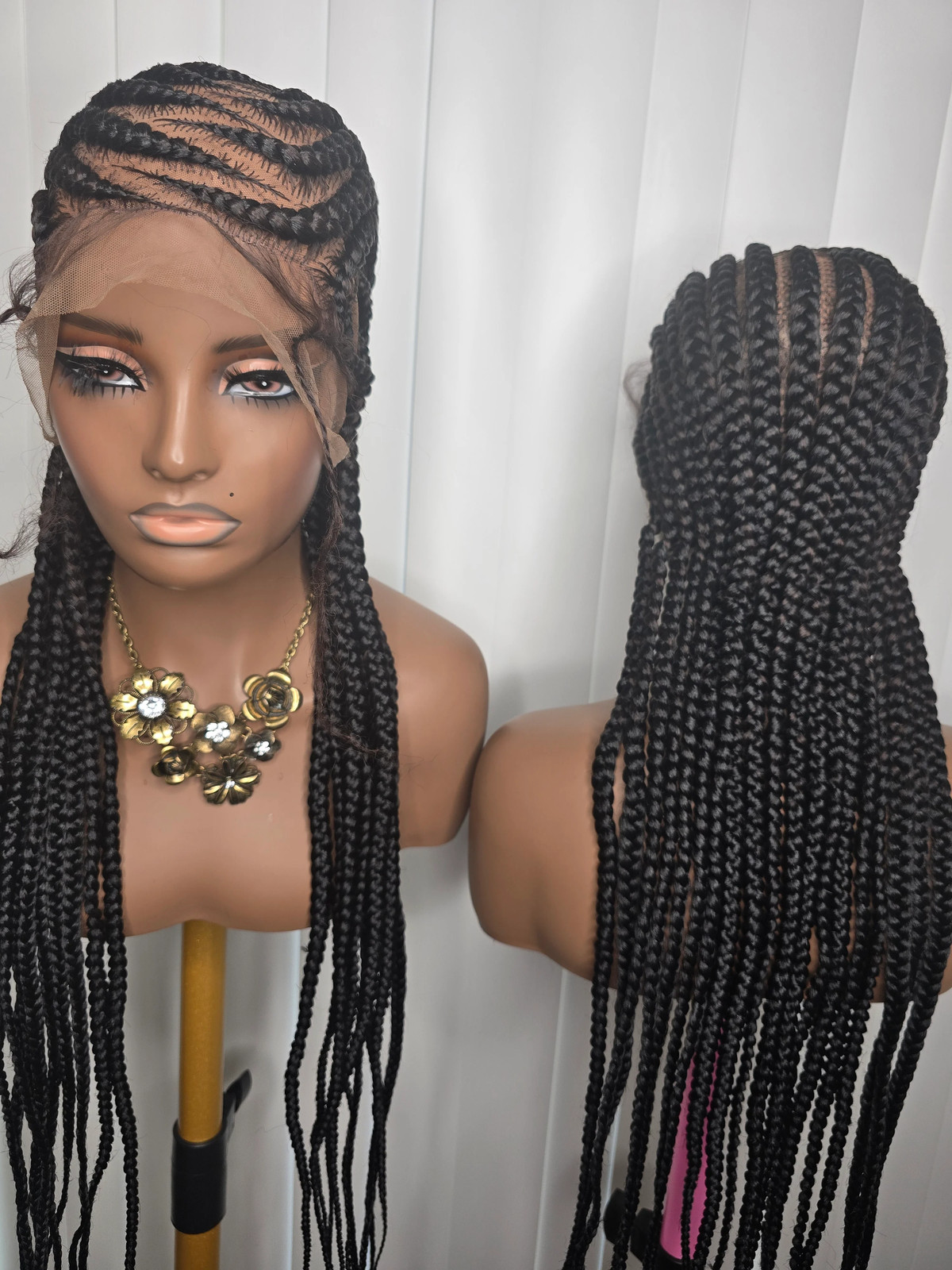 Black cornrows synthetic braidBlack Cornrows Synthetic Braided Wig