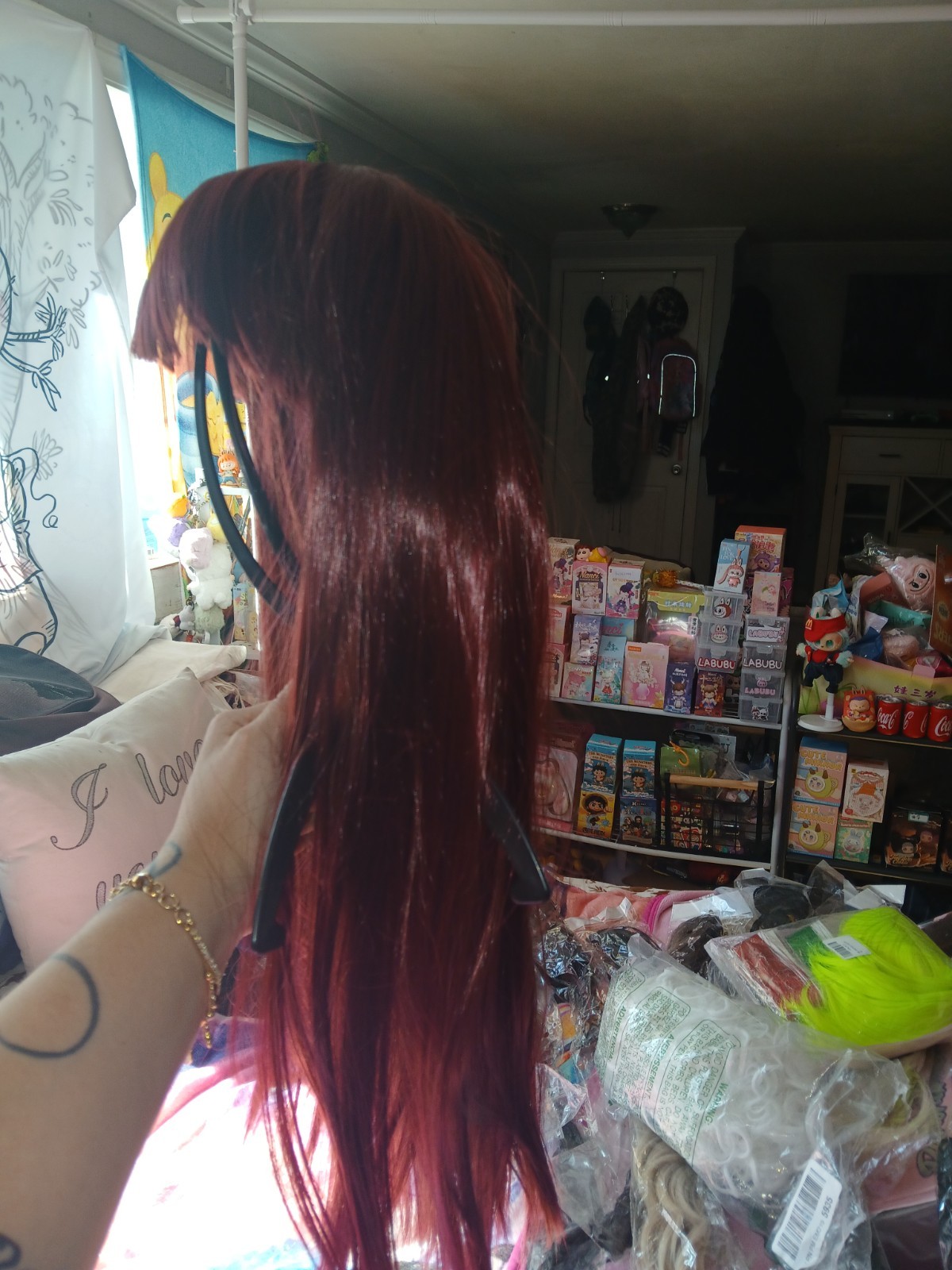 Human Hair Mix Blend Auburn/ Red Full Wig