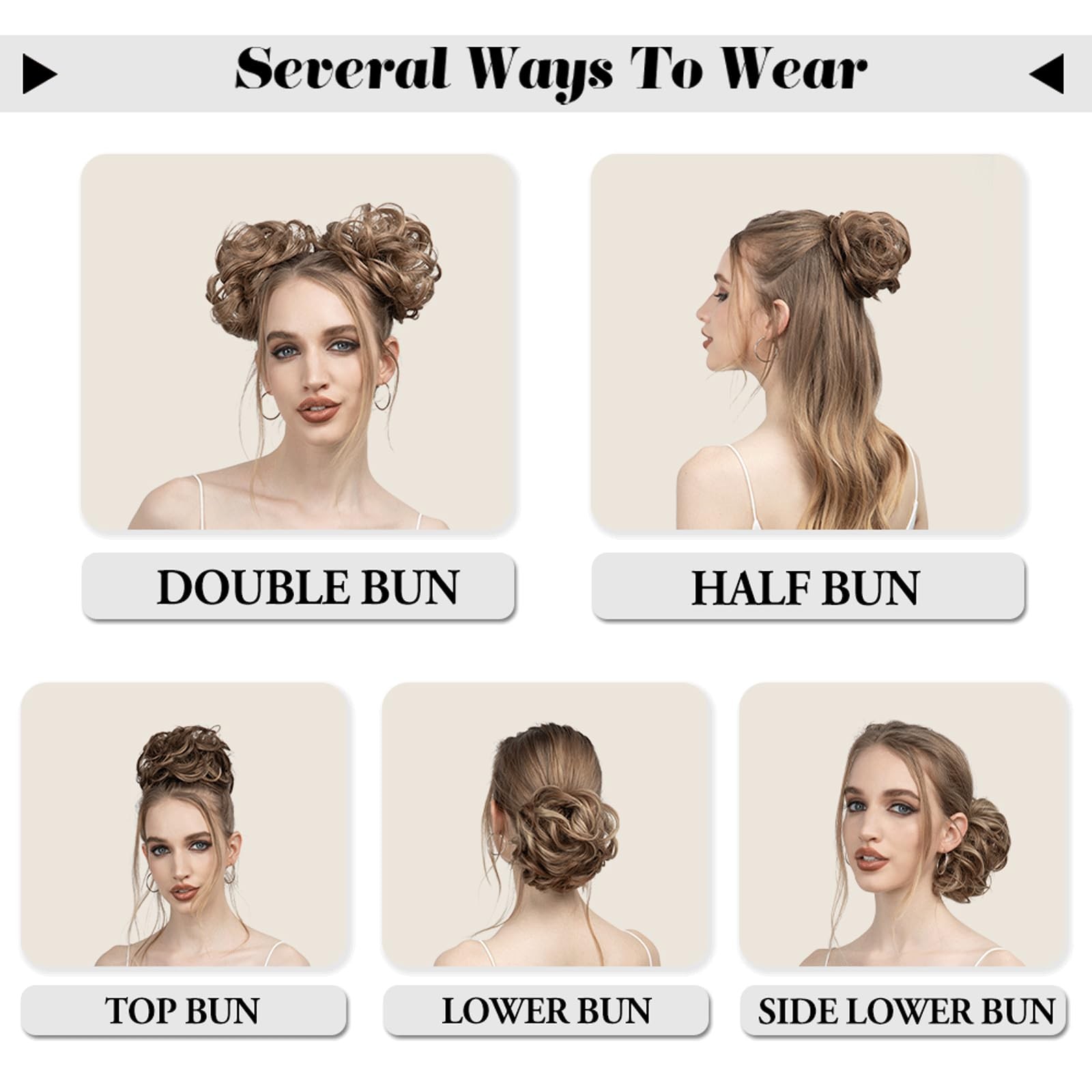 HIZEMLK 1PCS Messy Bun Hair Piece Scrunchies for Natural Black