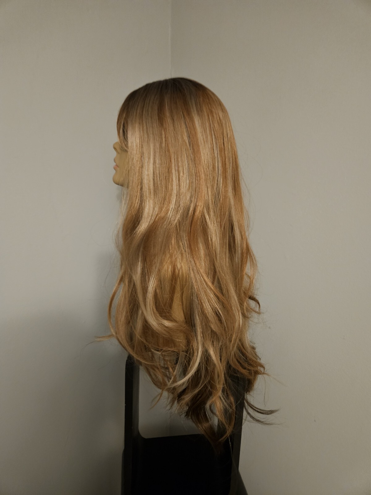 SUPER LONG LAYERED MIXED BROWN AUBURN BLONDE BANGS WAVY WIG