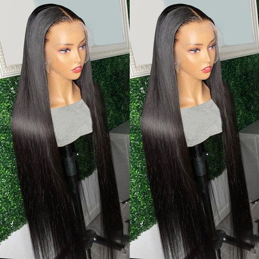 30″ Natural Synthetic Lace Front Wigs Black Long Straight Hair Heat Resistant US