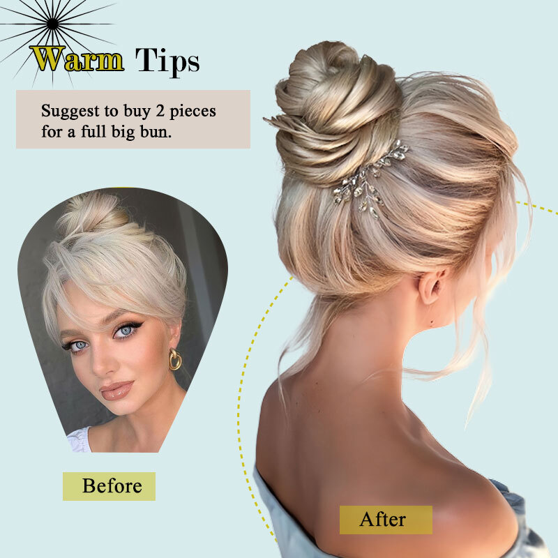 Women Girls Donut Hair Scrunchie Natural Easy Bun Hairpiece Messy Updo Extension