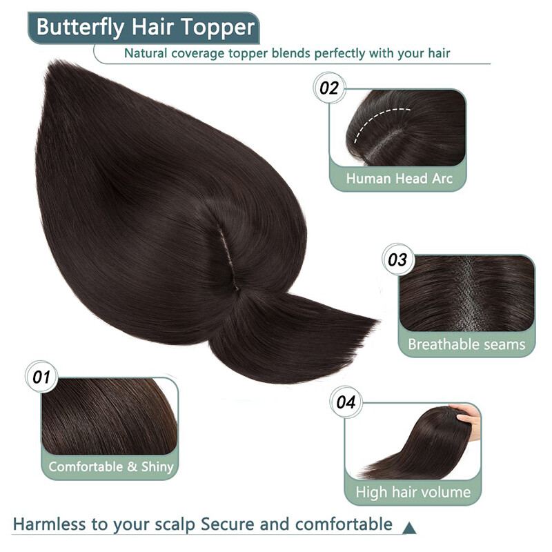 100% Real as Human Remy Hair Topper Toupee Clip in Hairpiece Natural Top Bangs