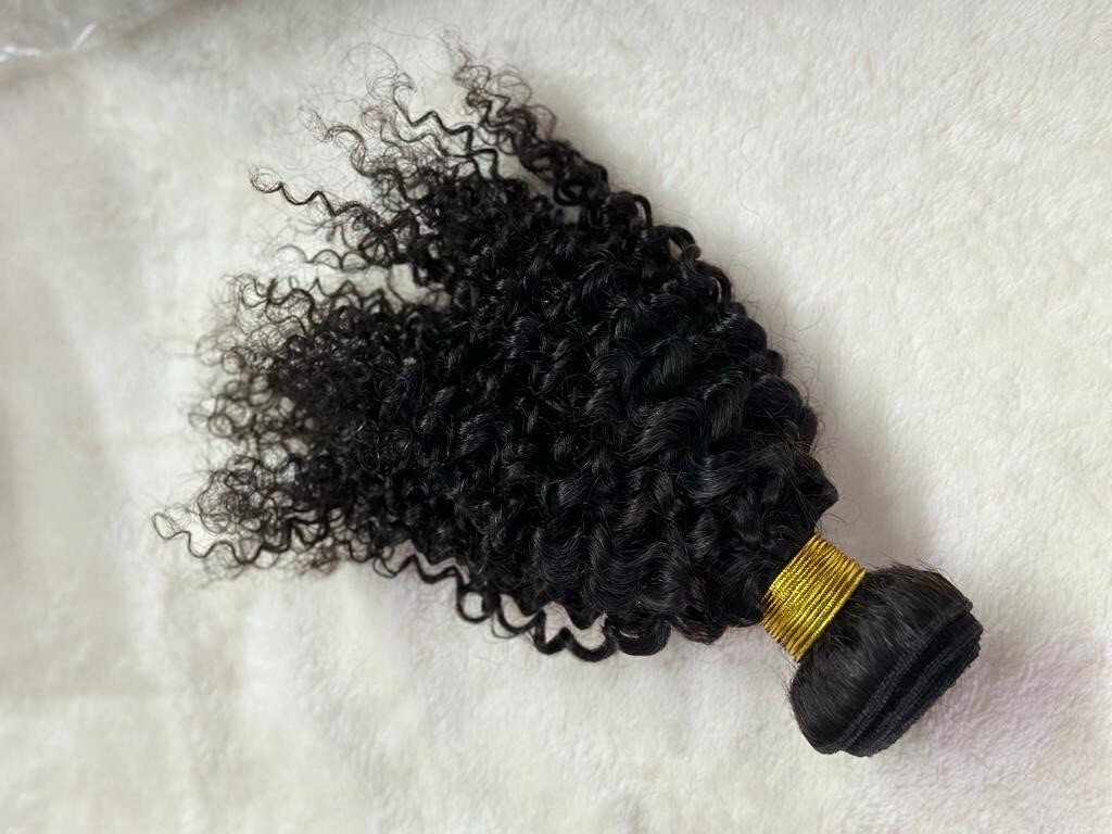 Natural Black Curly Brazilian Virgin Human Hair 8″- 22″