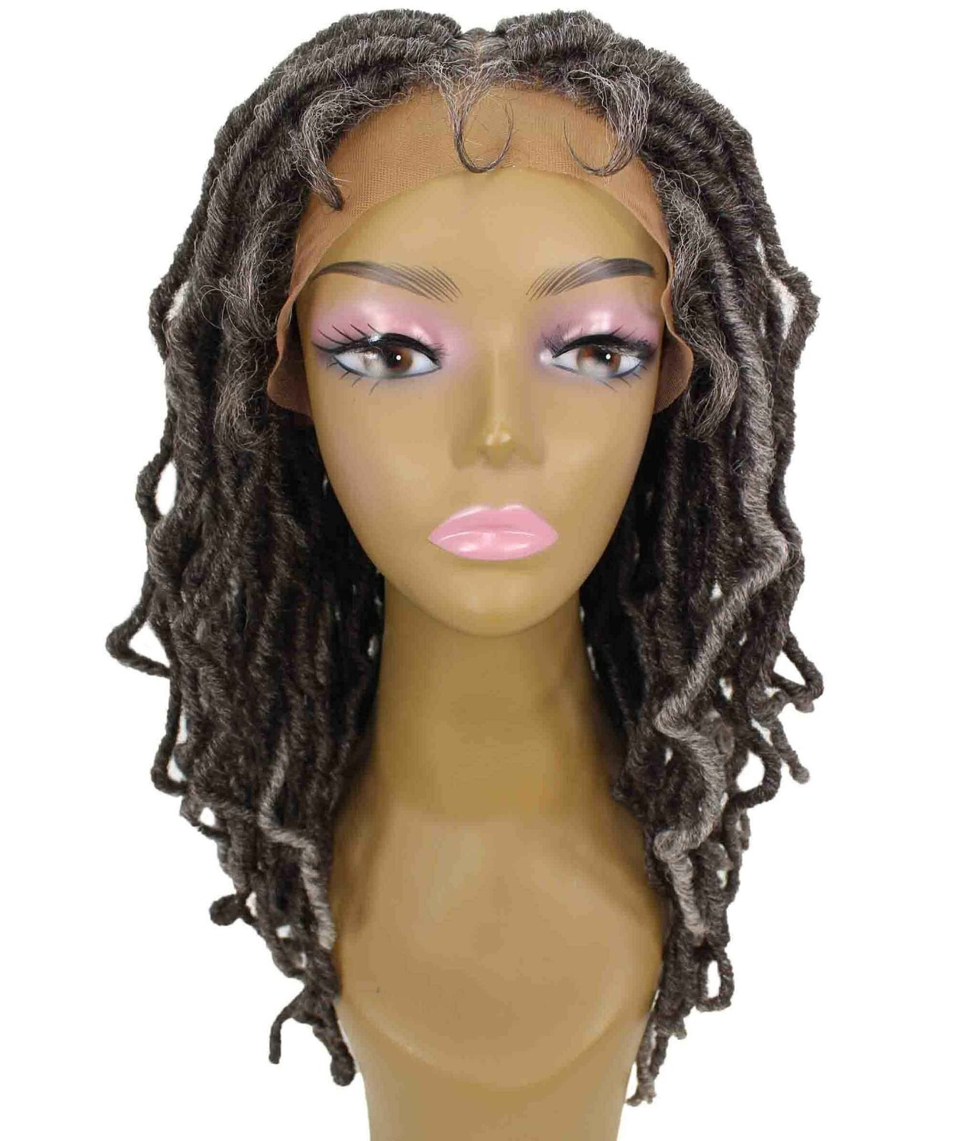 LUXLUXE Dara Curly Dara 22 in Long Dara 4X4 Hand Tied Lace Braid Braided Wig