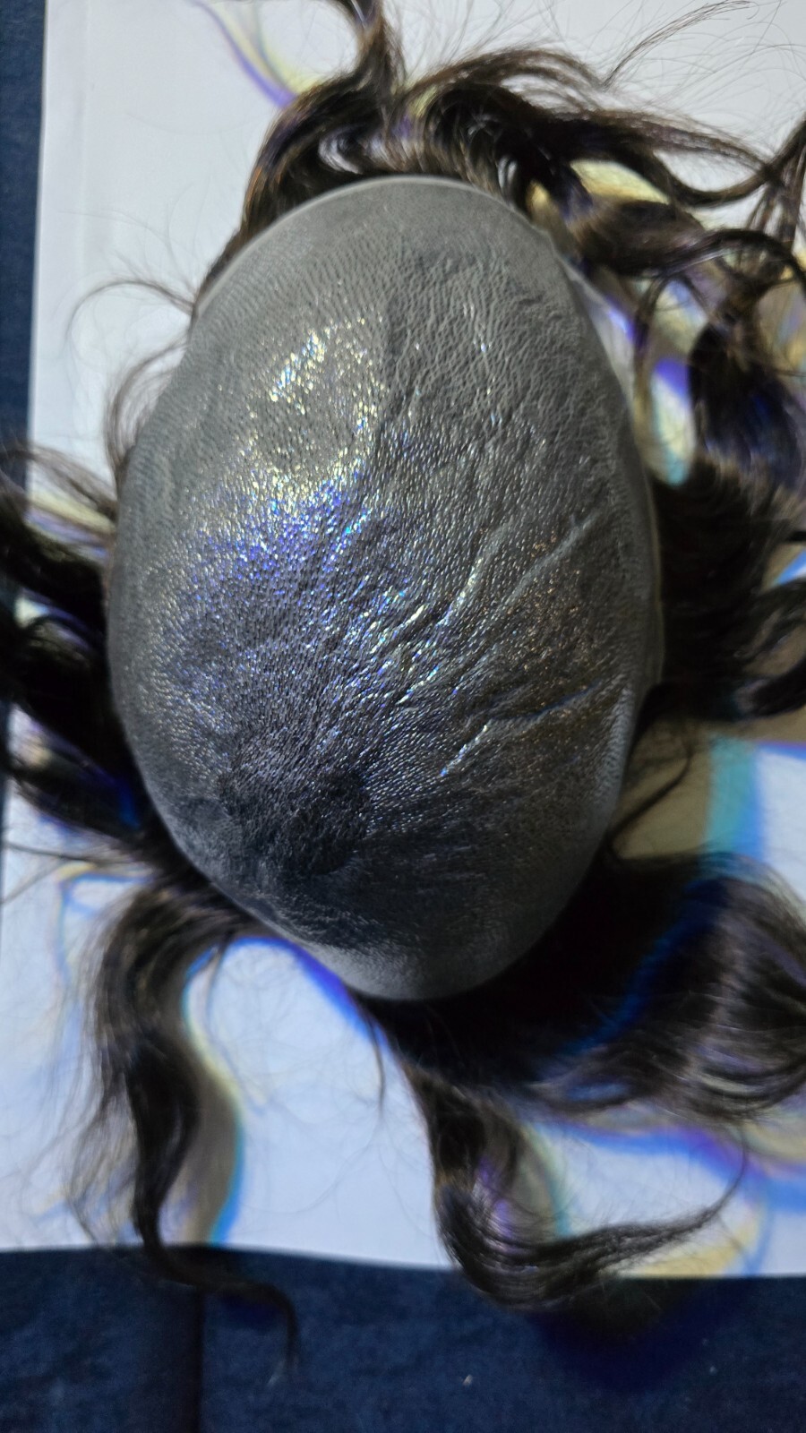 Mens Human Hairpiece Ultra Thin Skin (.03mm) Color #210 Darkest Brown 10%grey