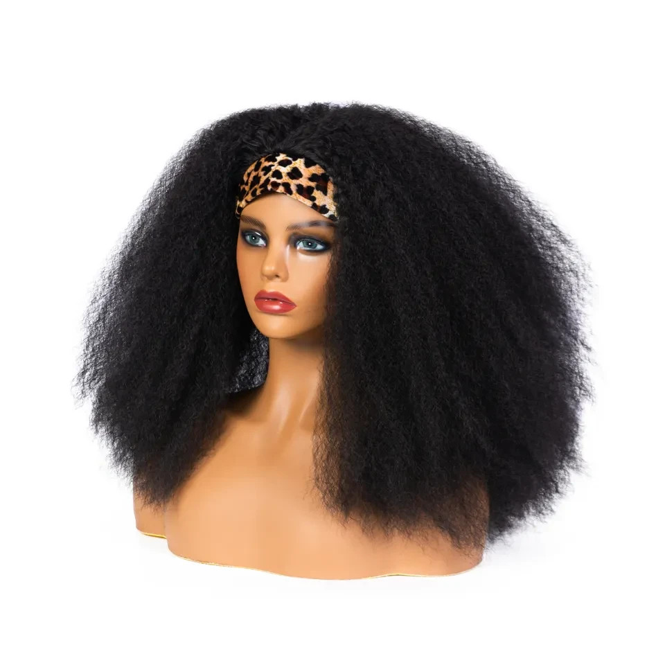 Headband synthetic afro kinky straight hair wig 14inches and 18 inches