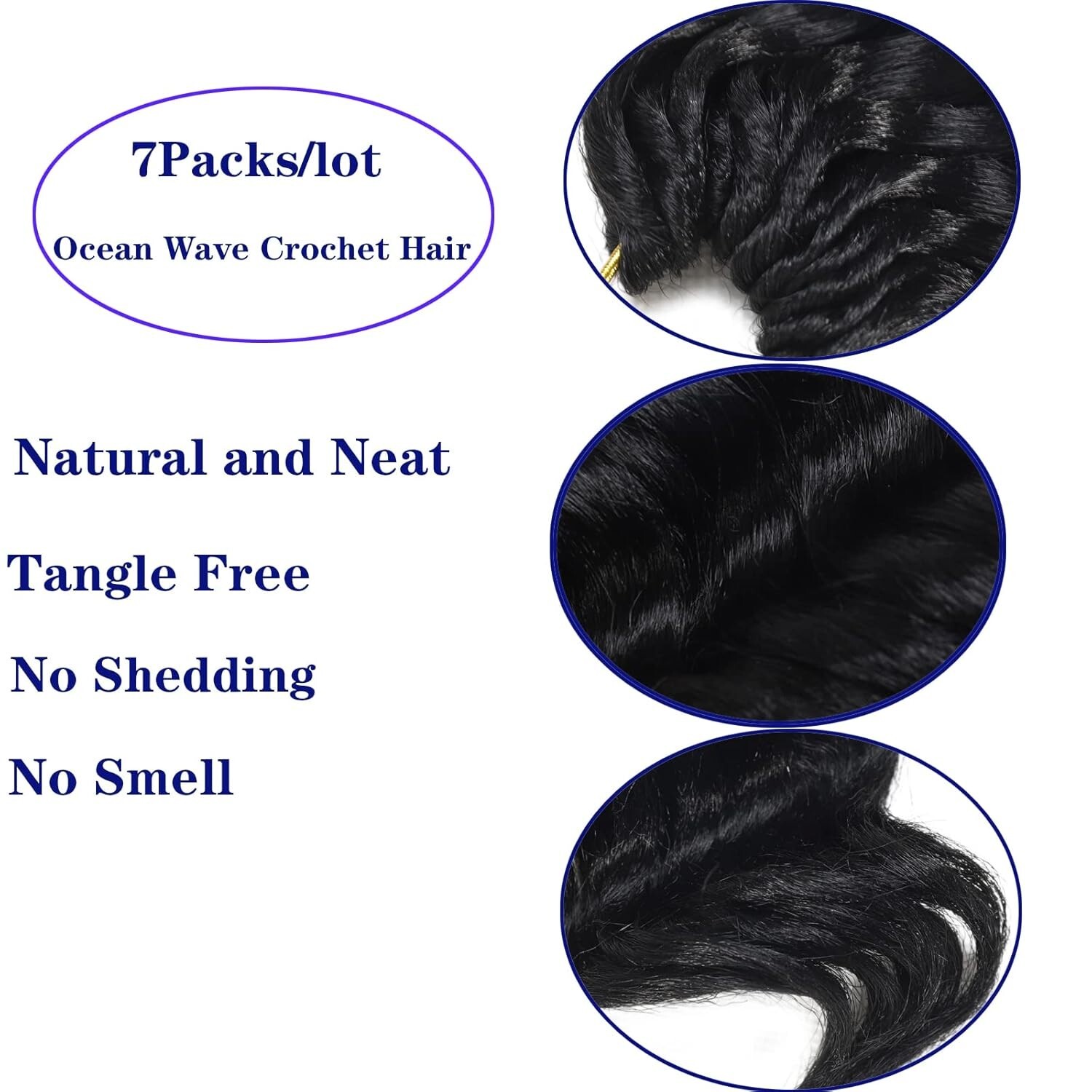 Ocean Wave Crochet Hair: Pre-Looped Curly Braiding, 4 Packs ^