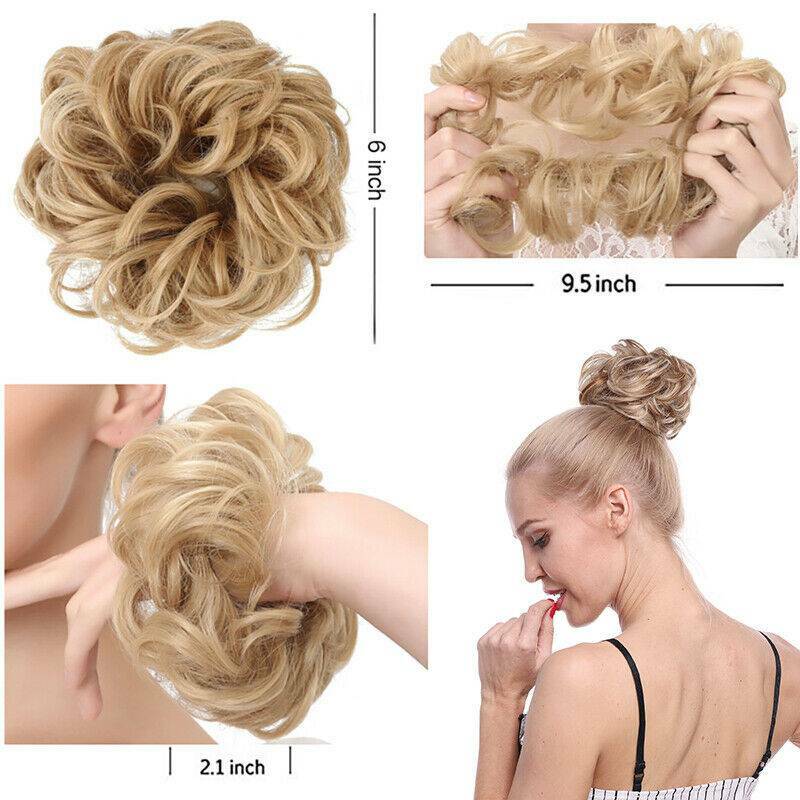 THICK Curly Messy Bun Hair Piece Scrunchie Natural Hair Updo Extension As Human