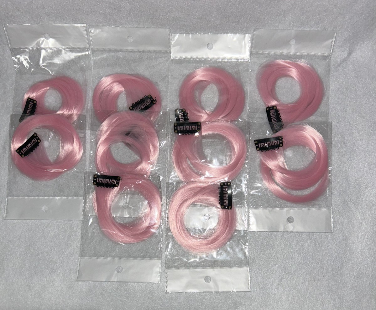 Package of (10 pc) Soft Baby Pink CLIP-IN Synthetic Hair Extensions 20″L