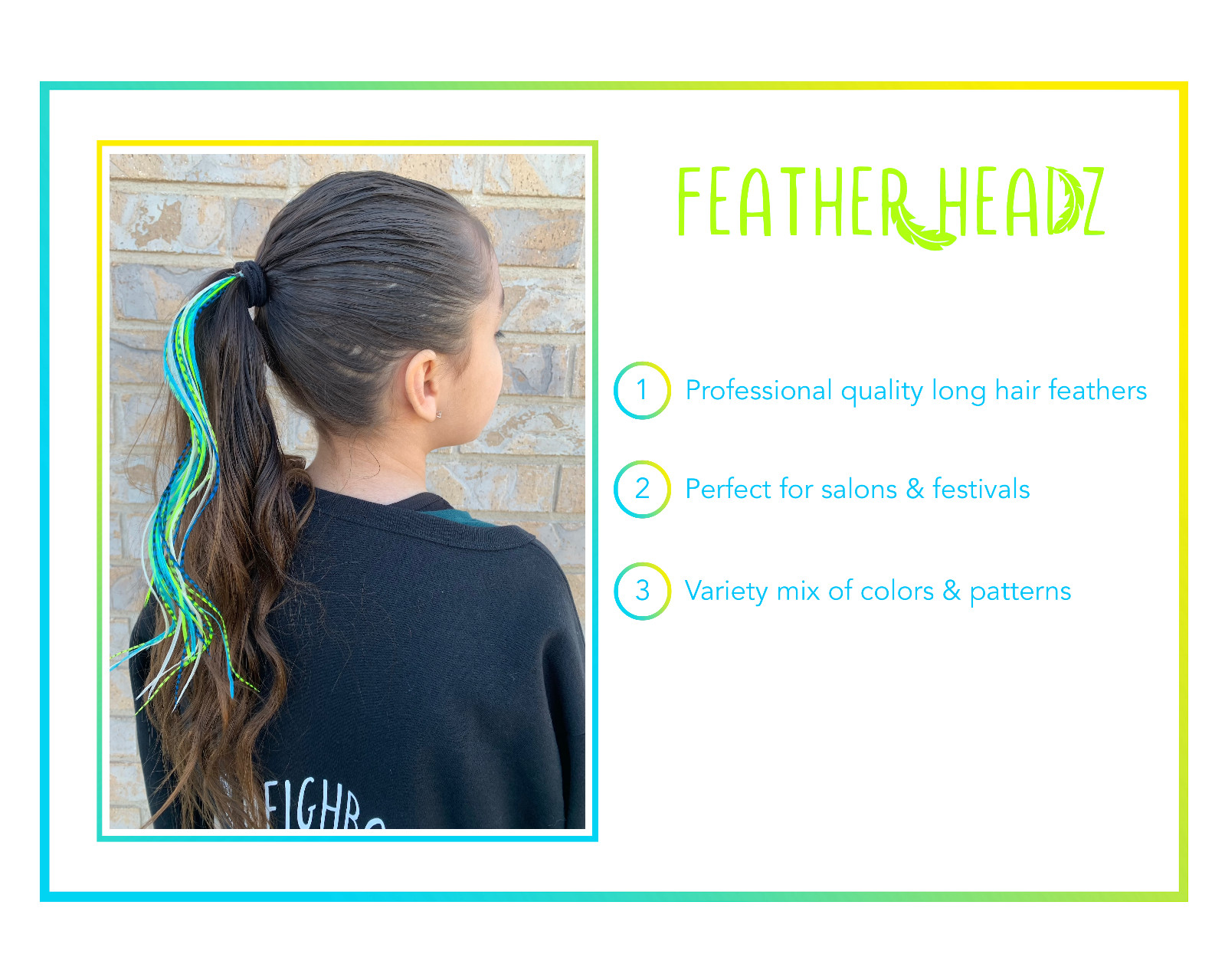 21 pcs. Neon/Turquoise MIX 9-14″ Feather Extension, Whiting Farms, DIY Kit