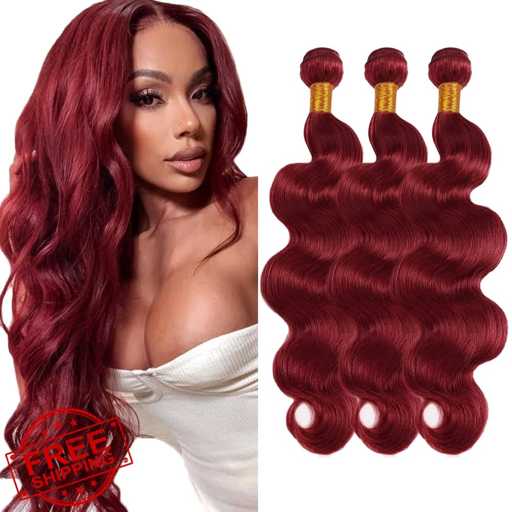 CnumGunm 22 24 26 Inch 8A Brazilian Virgin Hair #99J Burgundy FB