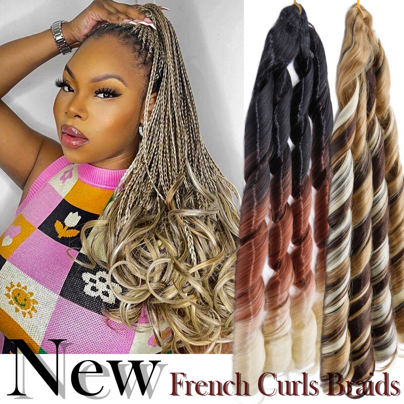 French Curl Crochet Braids Goddess Spiral Hair Extension Pre-Loop Curly Braiding