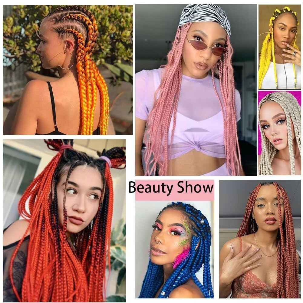 Purple Braiding Hair 24Inch 3 Packs Braiding Hair Pre Stretched Colored Hair Ext