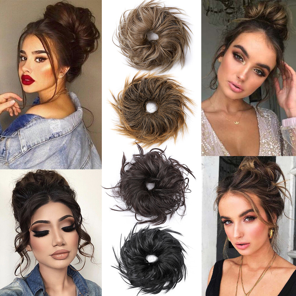Large Scrunchie Messy Bun Updo Tousled Hair Piece Wrap On Ponytail Extension 85g