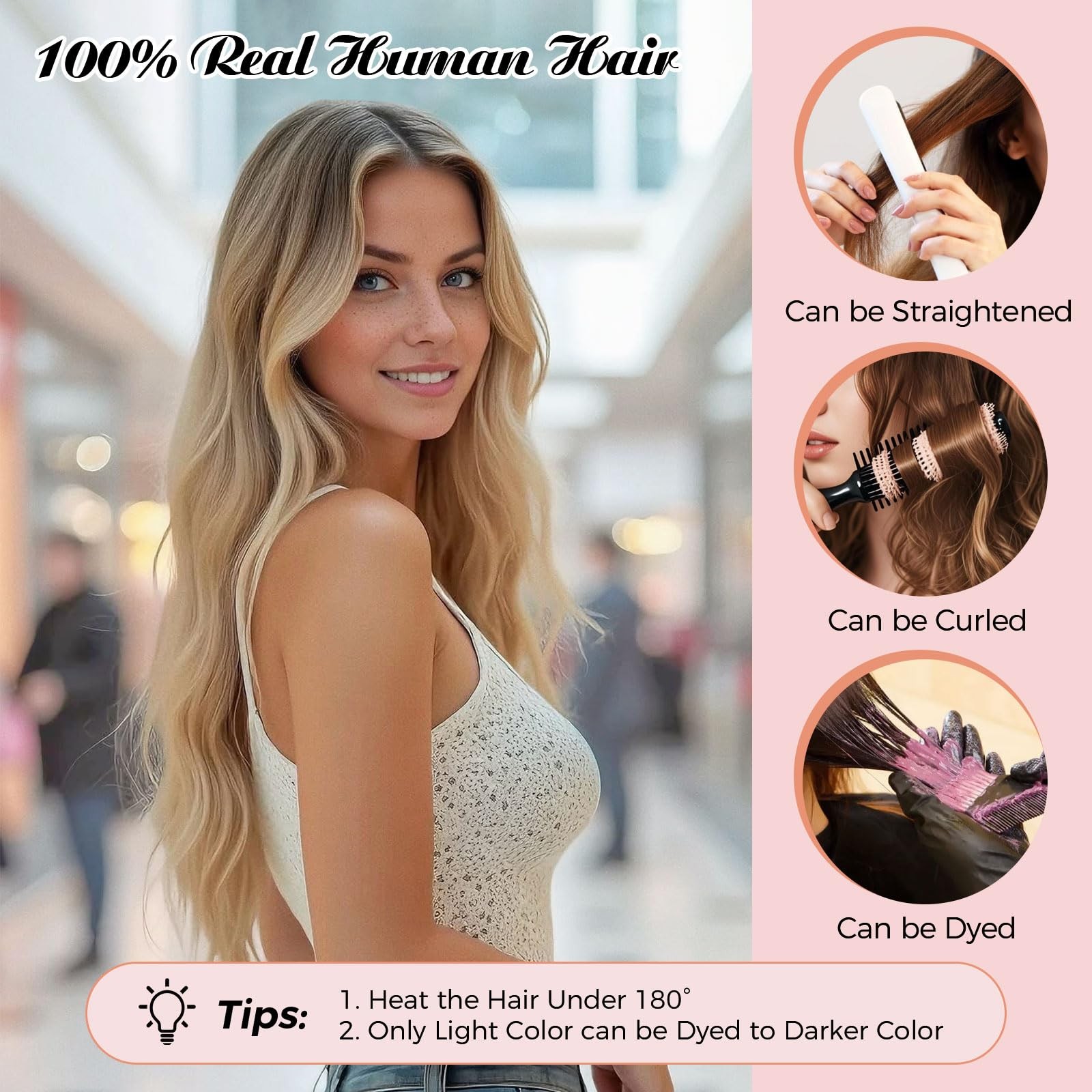 Mei Yuan Lin Human Hair Clip In Extensions 5Pcs Individual Hair Extensions Real