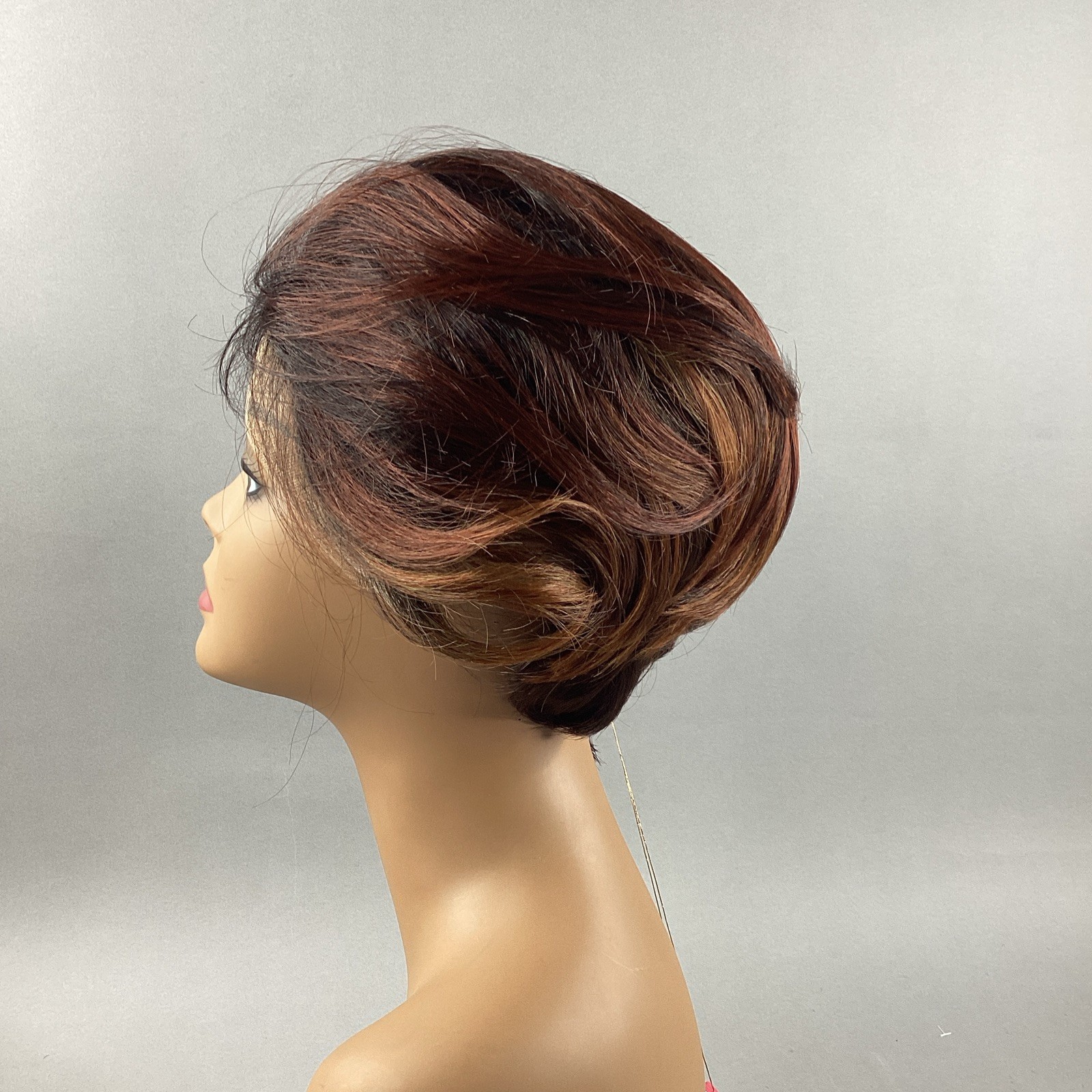 Perfect Hairline Luxy Short Straight #DRB Golden Ginger Synthetic Lace Wig