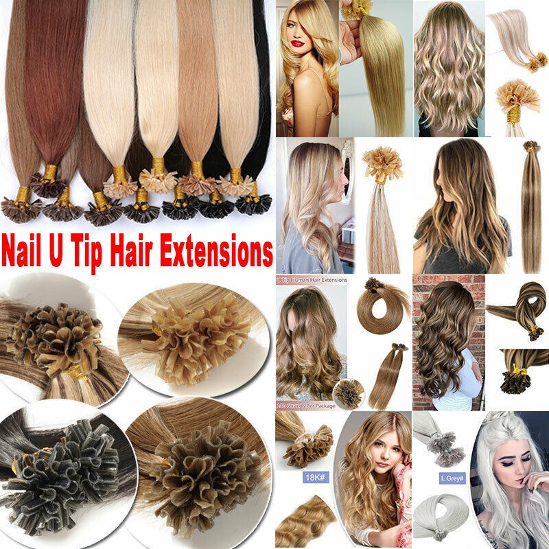 Keratin Bonded U Tip Hair Extensions Double Drawn Remy Human Hair Various Colors