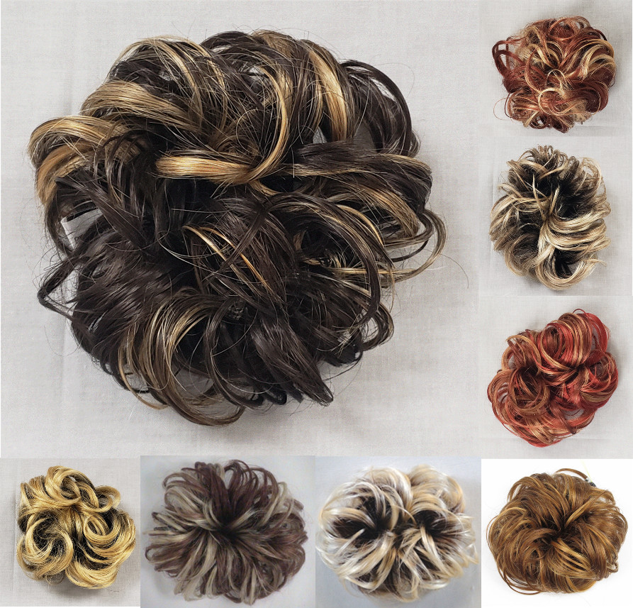 LARGE CURLY HAIR MESSY BUN SCRUNCHIE PONYTAIL HOLDER HAIRPIECE EXTENSIONS LACEY
