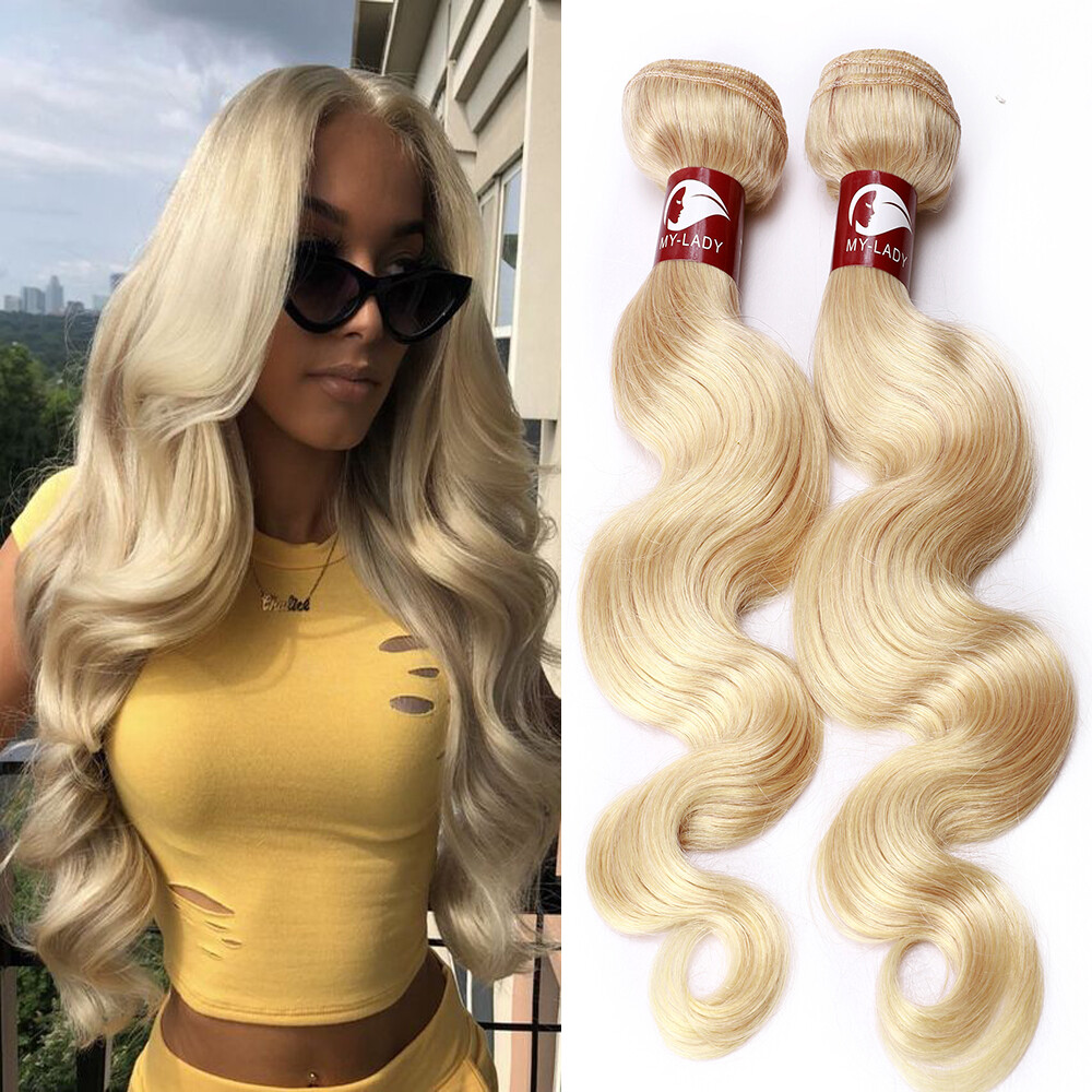 Wavy Brazilian 100% Virgin Human Hair Extensions Weave Bundles Blonde Thick Q360