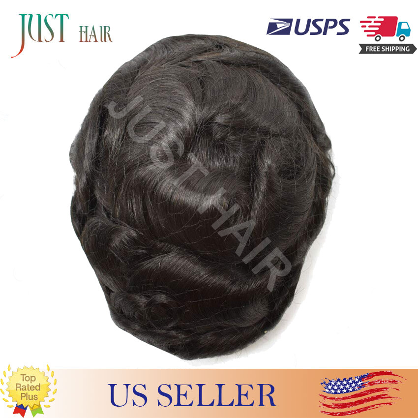 US Full French Lace Men Toupee Breathable Wigs Hairpiece Remy Human Hair Systems