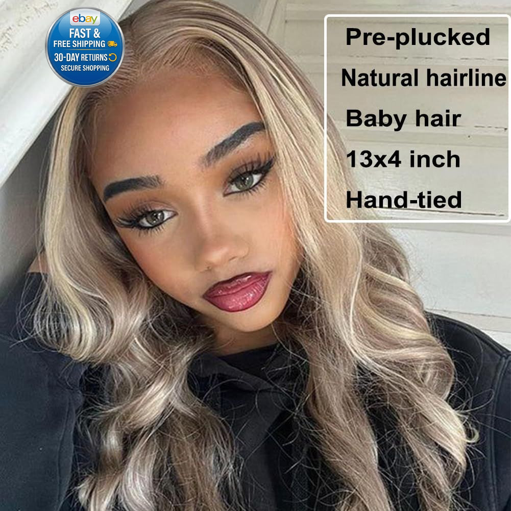 Highlight Ash Blonde Lace 150 Density, F22-Ash Wavy 24″