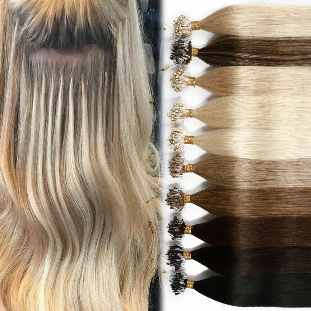 Micro Ring Beads Hair Extensions Micro Loop Nano Link Remy Brazilian Human Hair