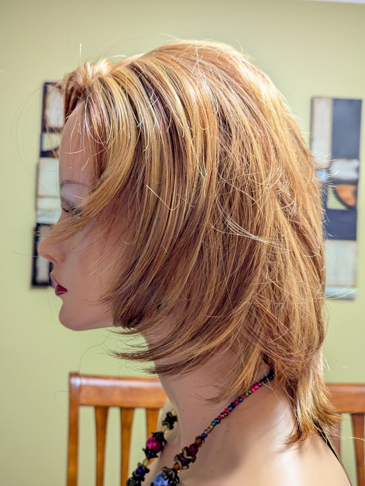 3/4 Synthetic Layer Straight Wig Color Red Copper Blonde 27C/29 Fringe Face Cut