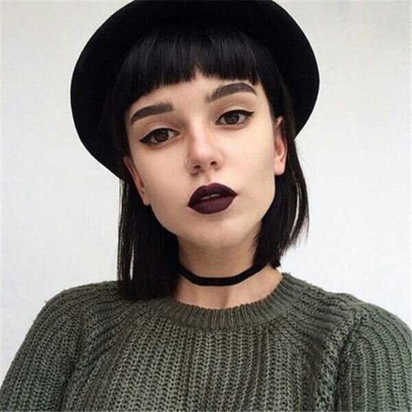 13″ Black Bob Wig with Bangs Short Bob Wigs Women Short Black Wig Heat Daily USA