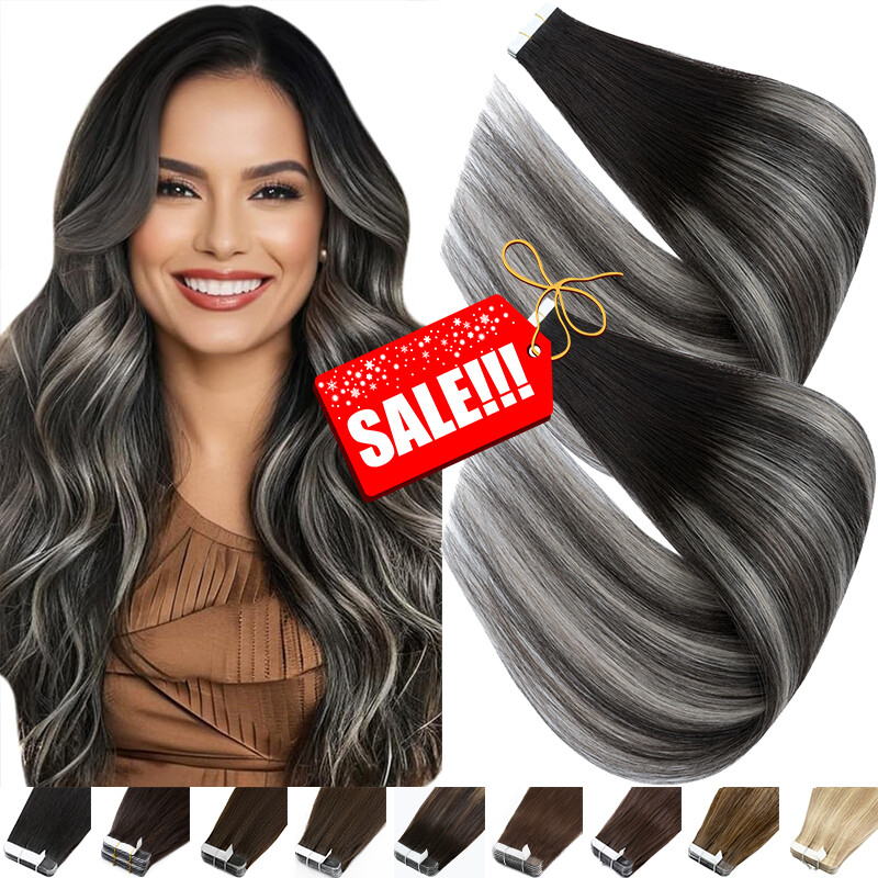 Seamless Tape In 100% Human Remy Hair Extensions Invisible Skin Wefts Balayage