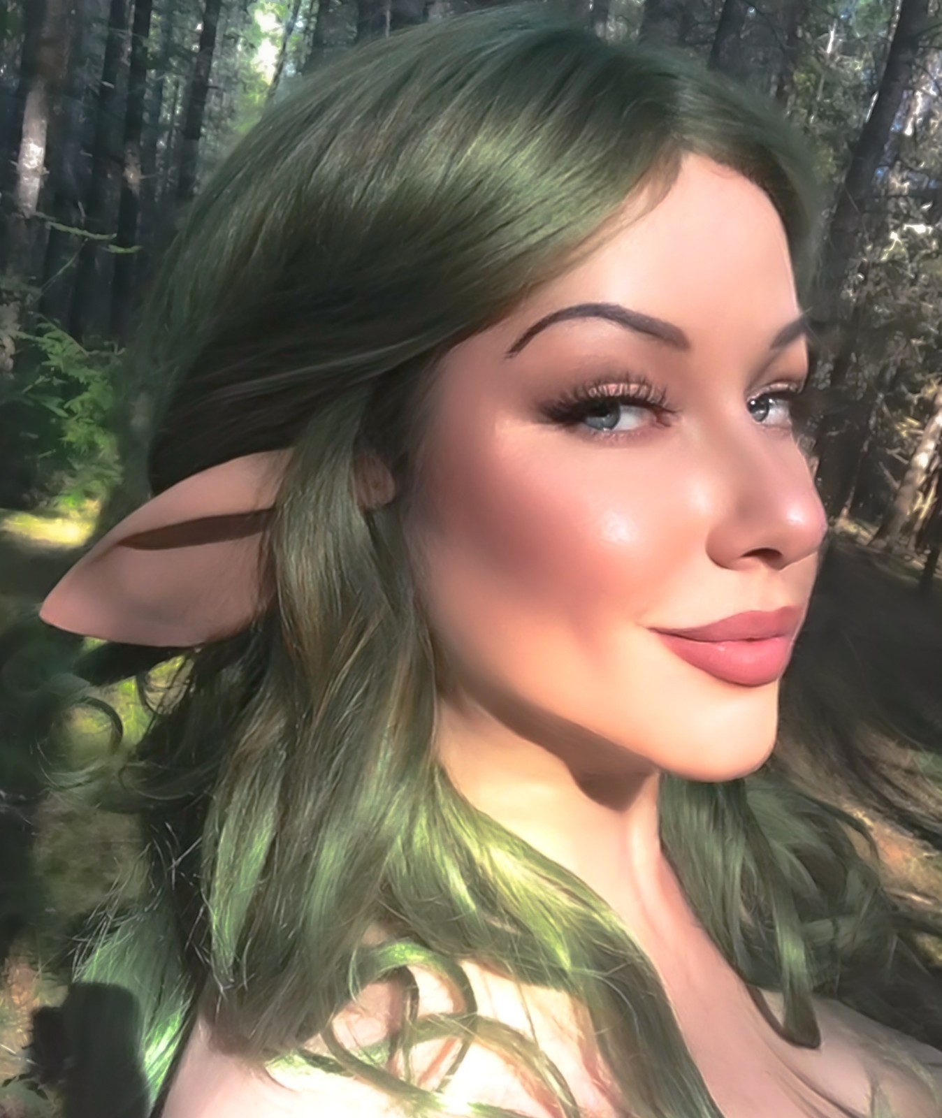 Arda WIGS Ferrari Classic Green Used cosplay cute anime fairy wavy side bangs