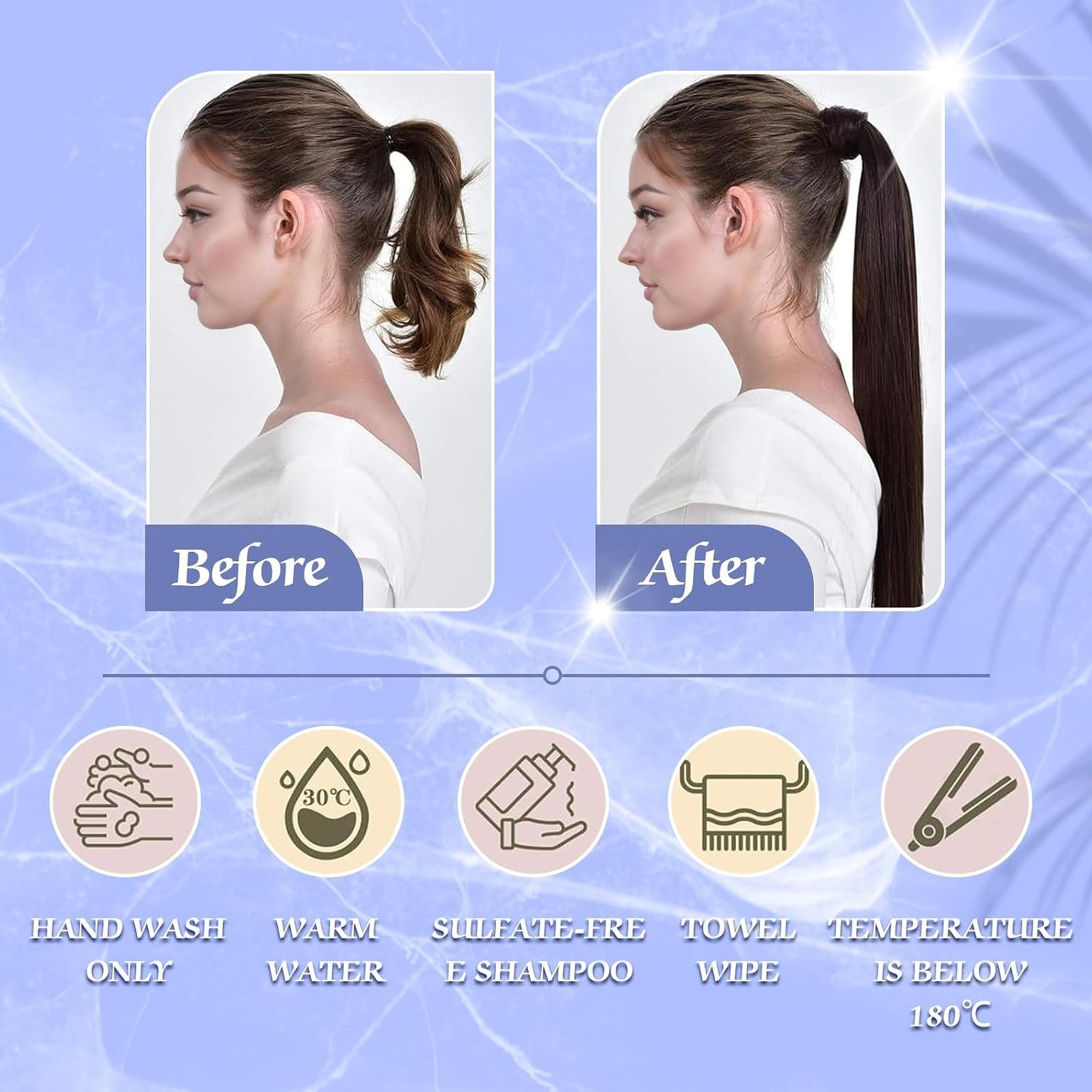Full Shine Pony Tails Hair Extensions Dirty Blonde Highlights Light Blonde