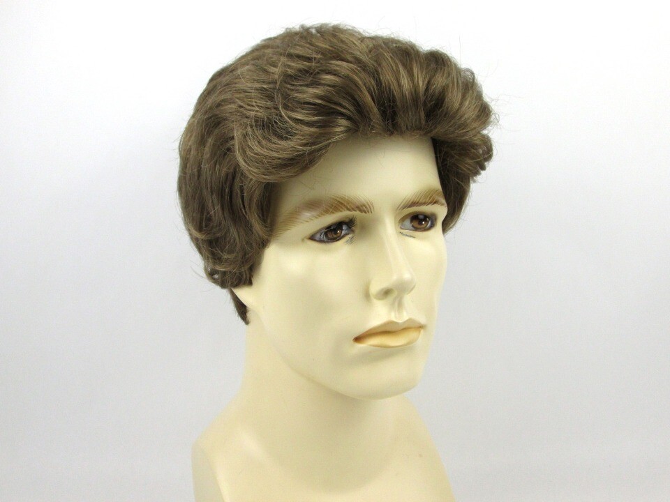 MENS MALE SHORT STRAIGHT HAIR WIG FEATHERED BACK POMPADOUR SIDE PART GREGORY