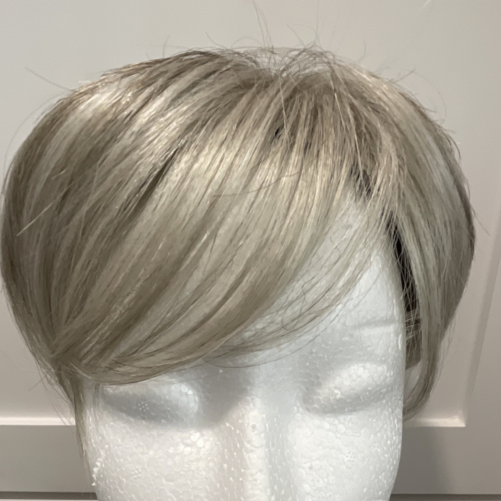 GodivasSecret Wigs Cristi Synthetic Clip-In Topper 8in Straight Layered Silver