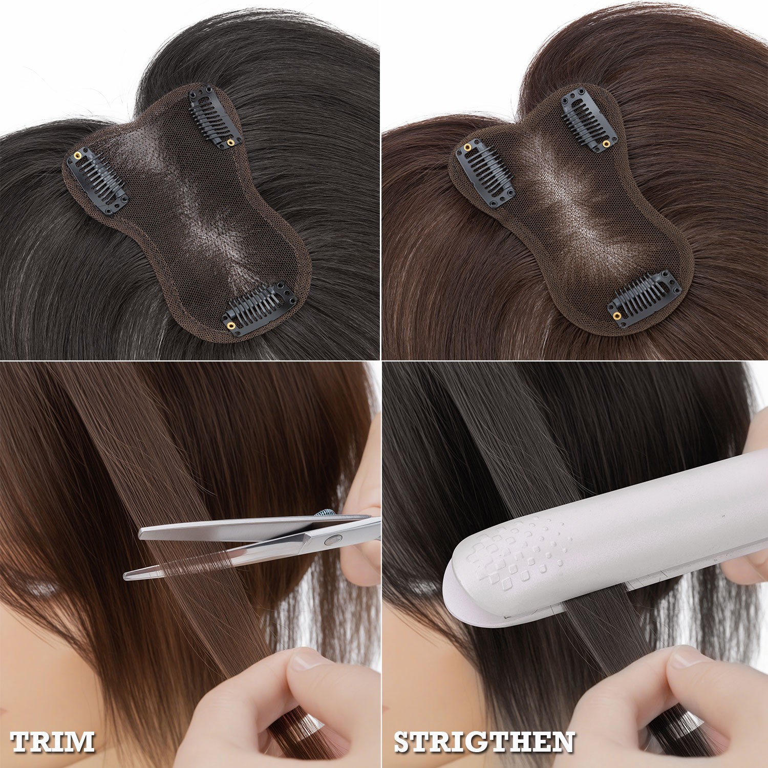Highlight Clip in Women Lace Topper 100% Remy Human Hair Top Toupee Hairpiece US